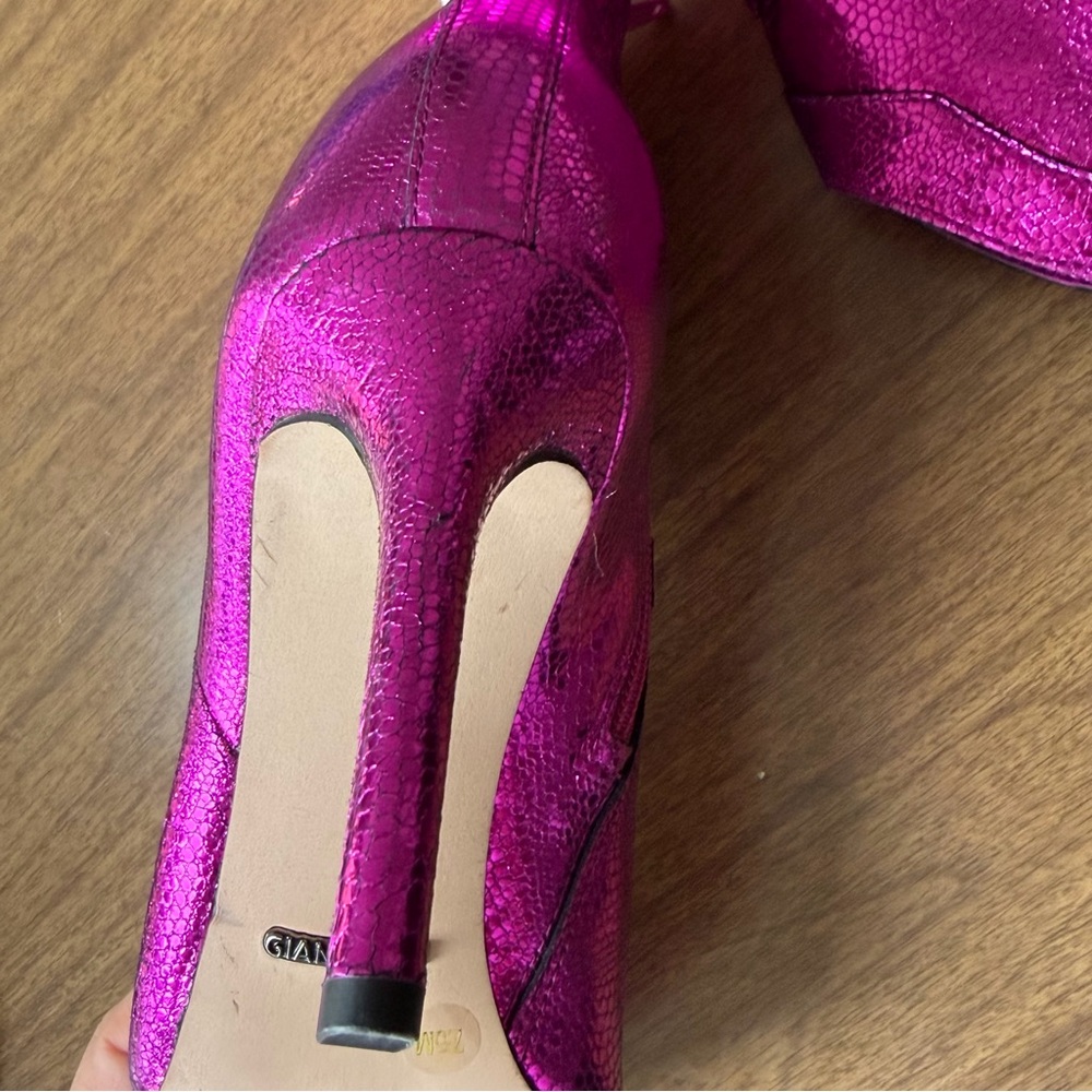 Gianni Bini Pink Metallic Ankle Boots Pointed Toe Stiletto Heels 7.5 - Picture 10 of 12